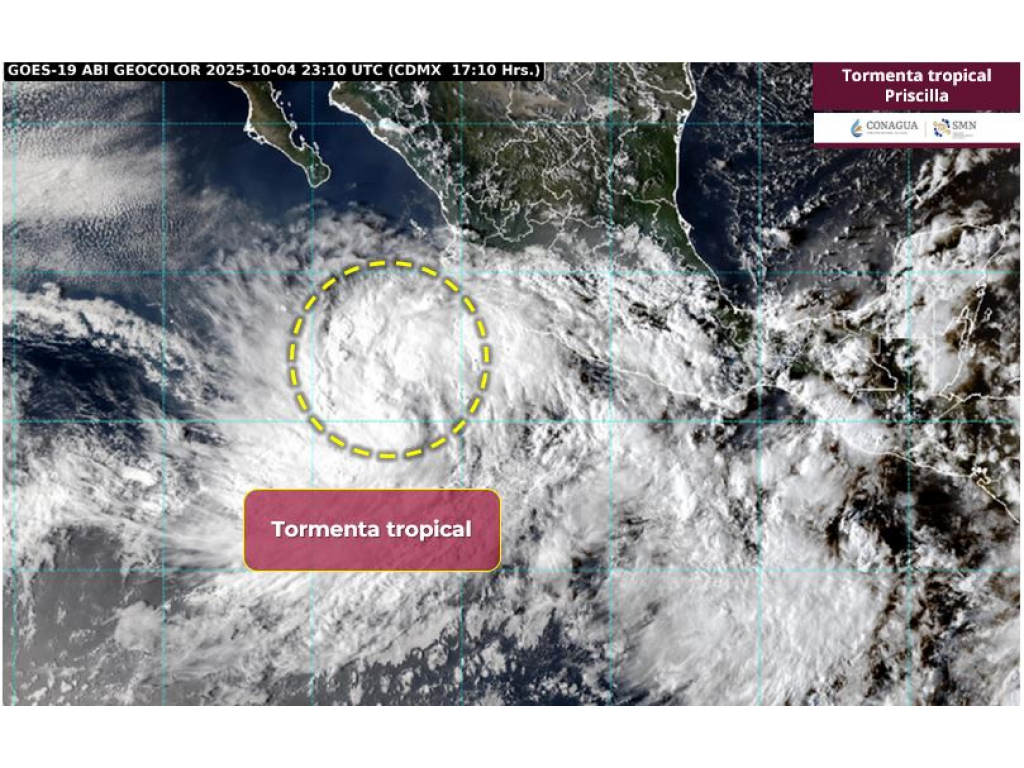 La tormenta Priscilla afectará las costas del Pacífico