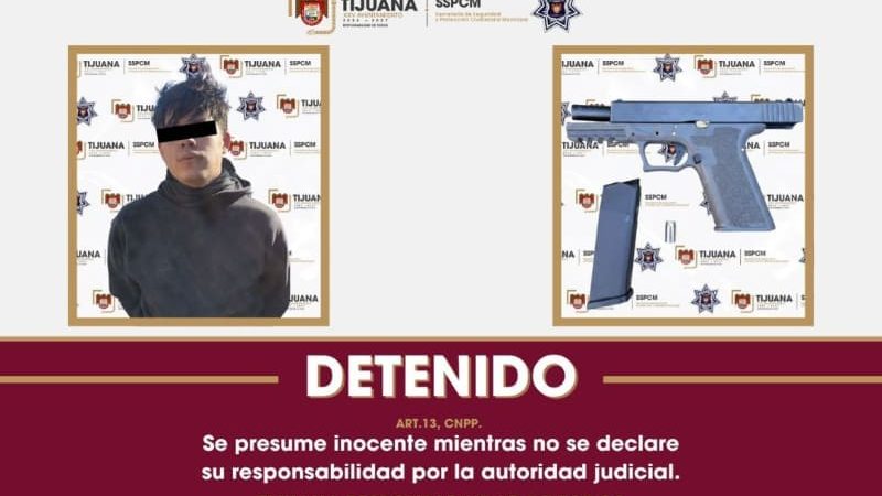 Asegura Policía Municipal de Tijuana a presunto asaltante en el Pedregal de Santa Julia