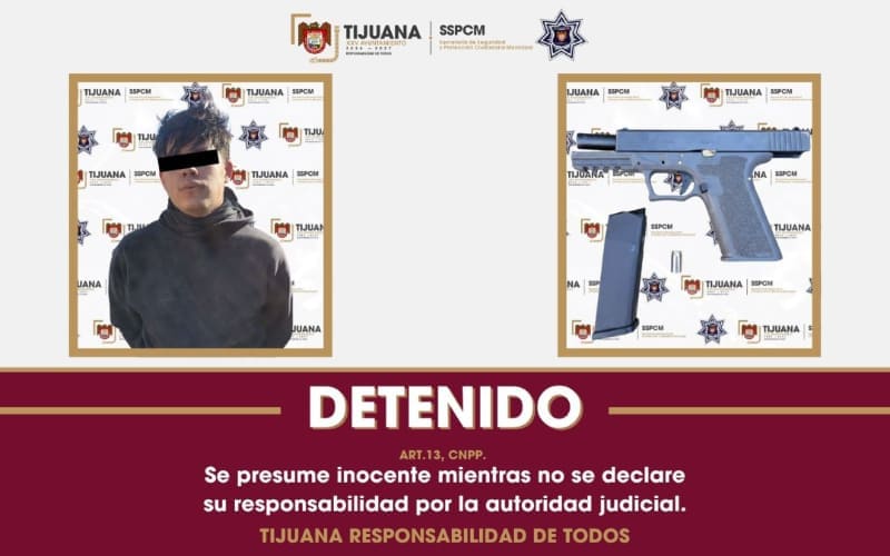 Asegura Policía Municipal de Tijuana a presunto asaltante en el Pedregal de Santa Julia