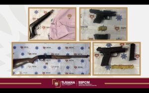 Asegura Policía Municipal de Tijuana a cuatro personas en distintos hechos por portación de armas de fuego