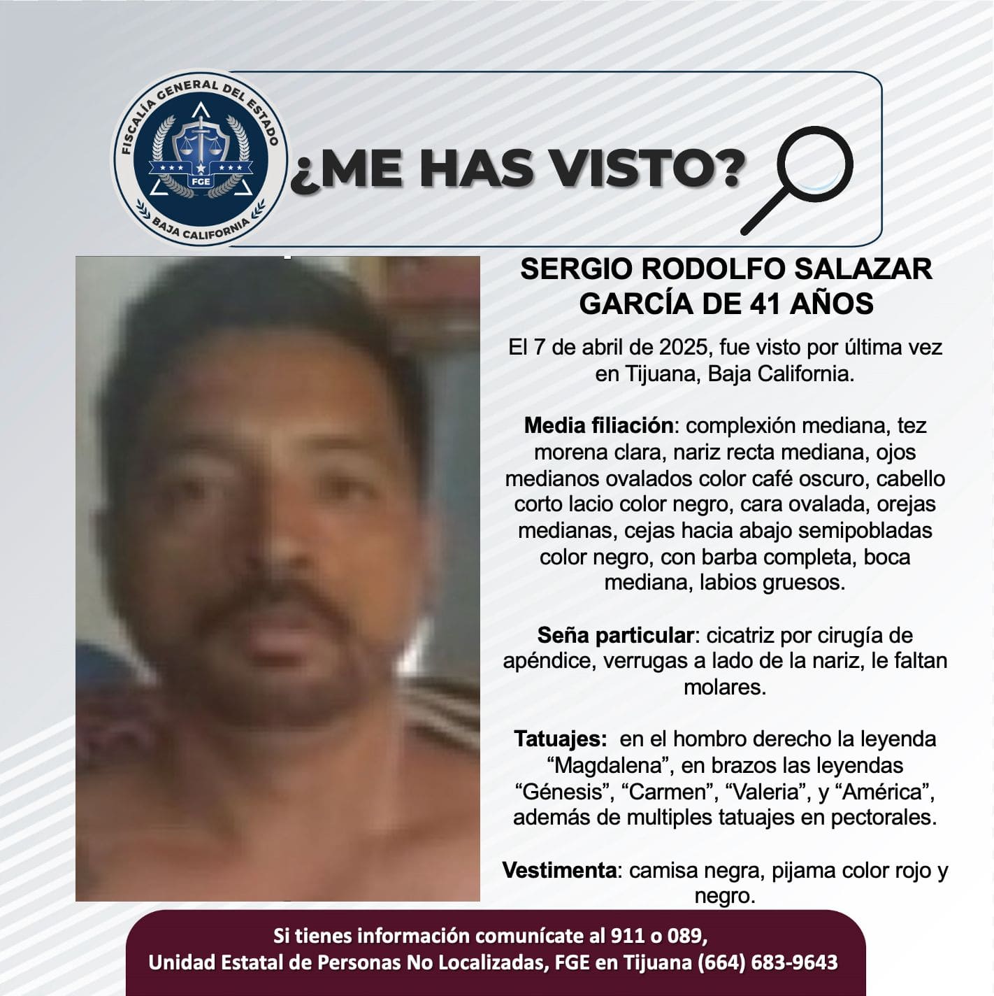 Pesquisa de Sergio Rodolfo Salazar García de 41 años