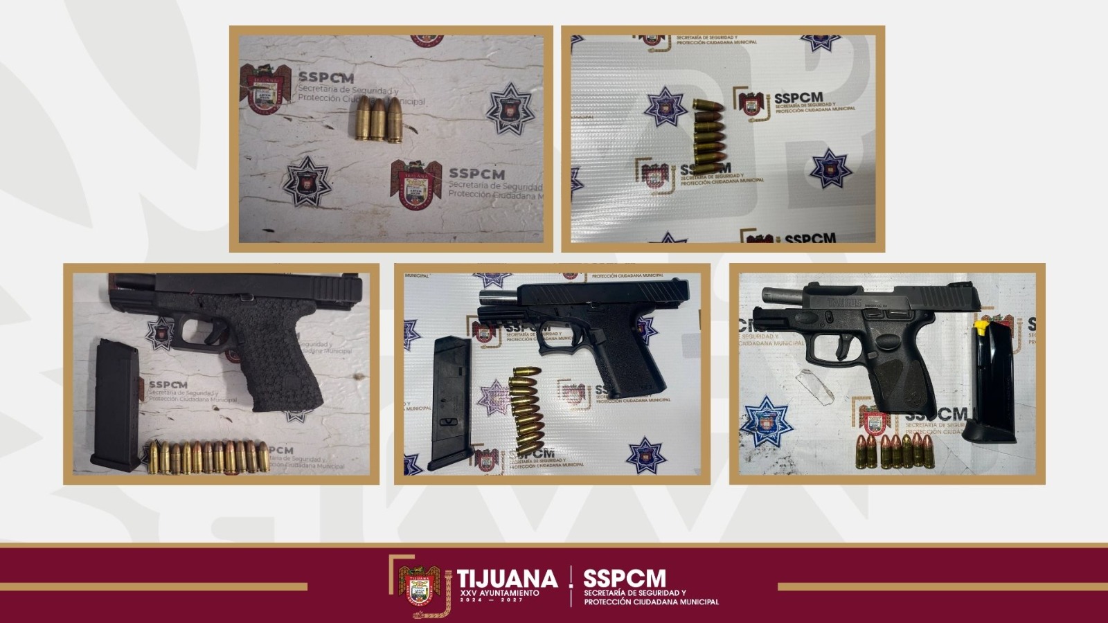 Asegura Policía Municipal de Tijuana a seis personas en posesión de armas de fuego