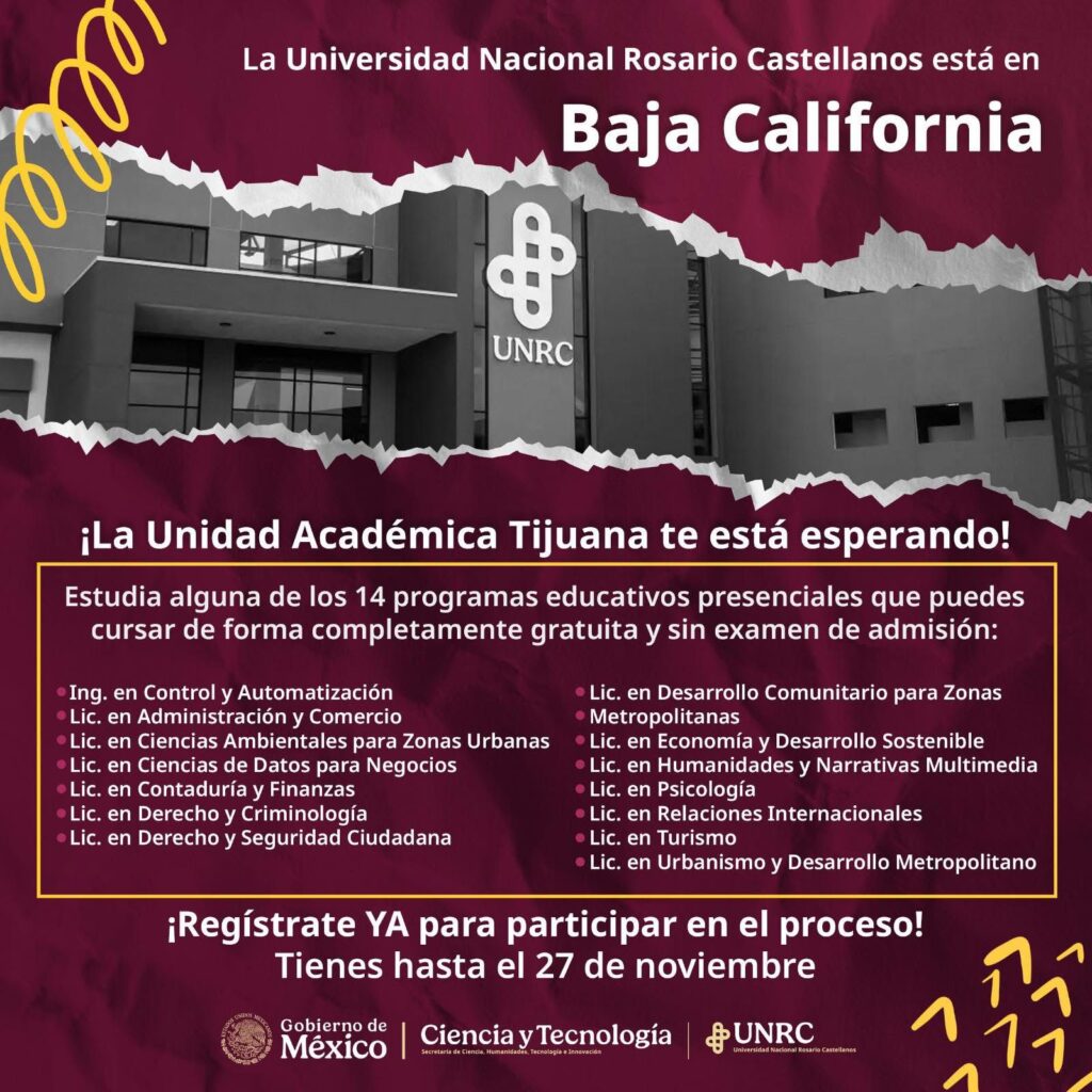 Universidad Nacional Rosario Castellanos abre convocatoria para nuevo ingreso 2026-1