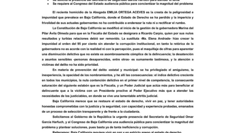 Colegio EMILIO RABASA exige corregir reforma para designación de Fiscal y pide presencia de García Harfuch