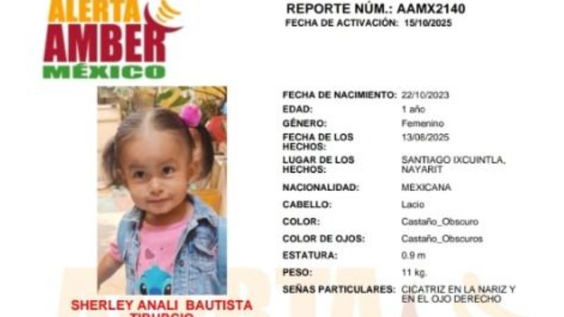 Alerta Amber, Sherley Analí Bautista Tiburcio de 1 año