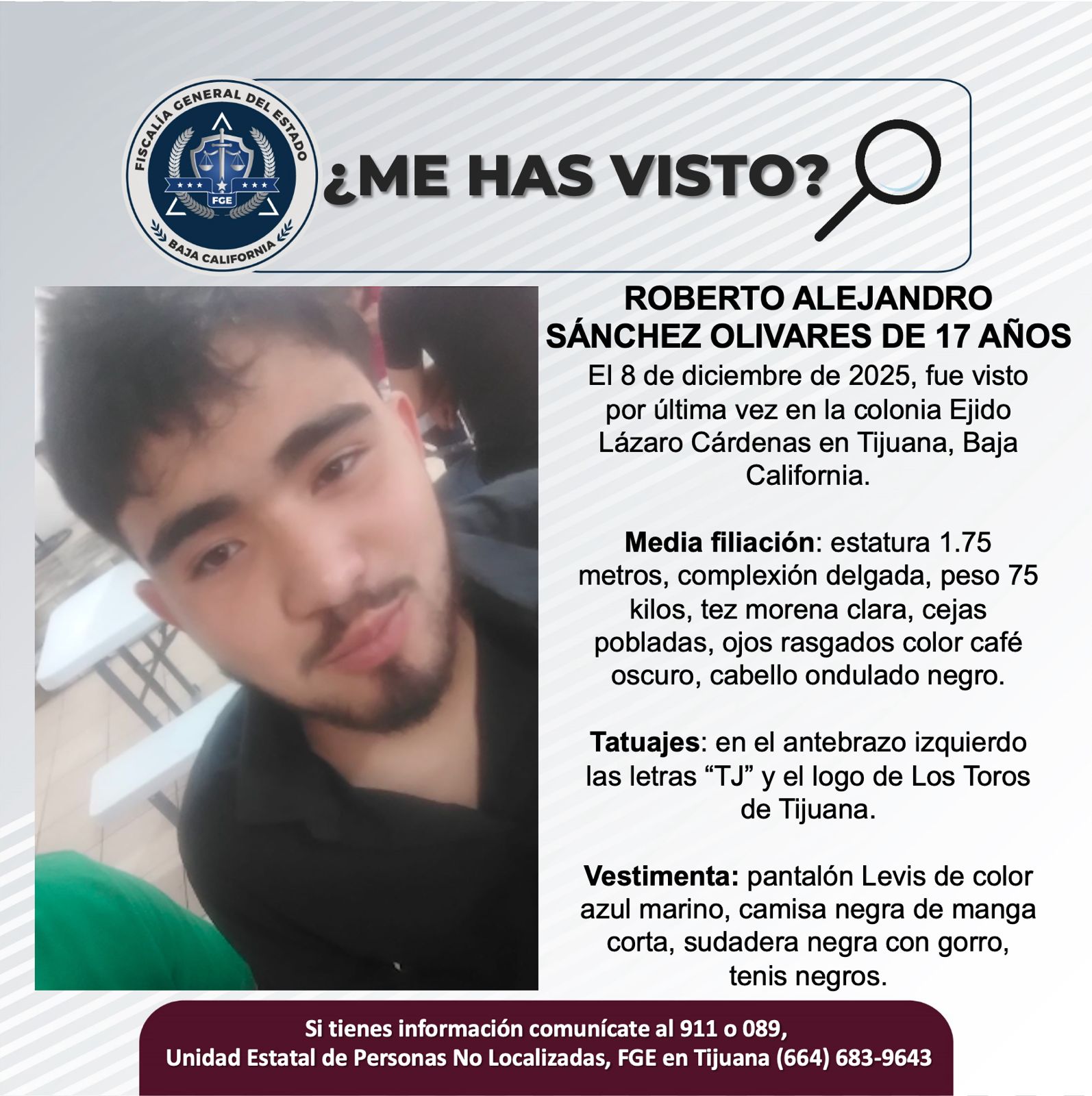 Pesquisa de Roberto Alejandro Sánchez Olivares de 17 años