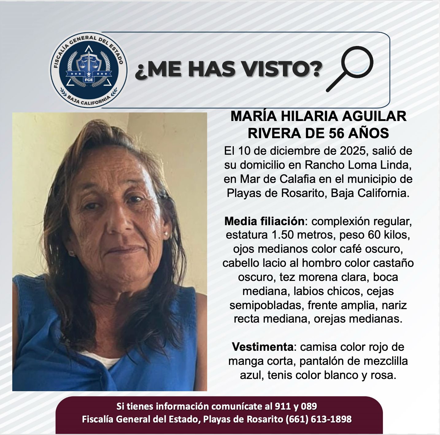 Pesquisa de María Hilaria Aguilar Rivera de 56 años