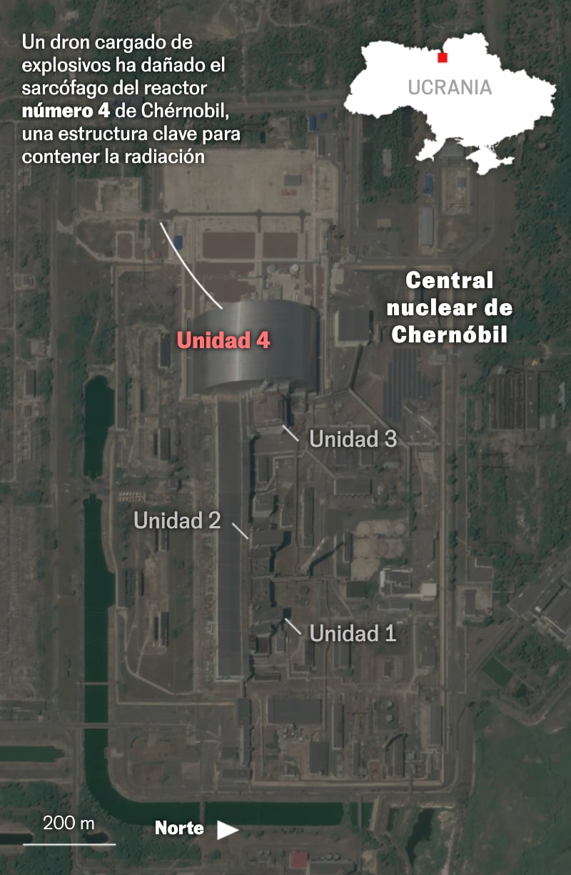 El sarcófago de la central nuclear de Chernóbil pierde su función protectora tras el impacto de un dron, según la ONU
