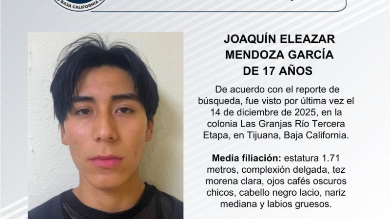 Pesquisa de Joaquín Eleazar Mendoza García de 17 años de edad