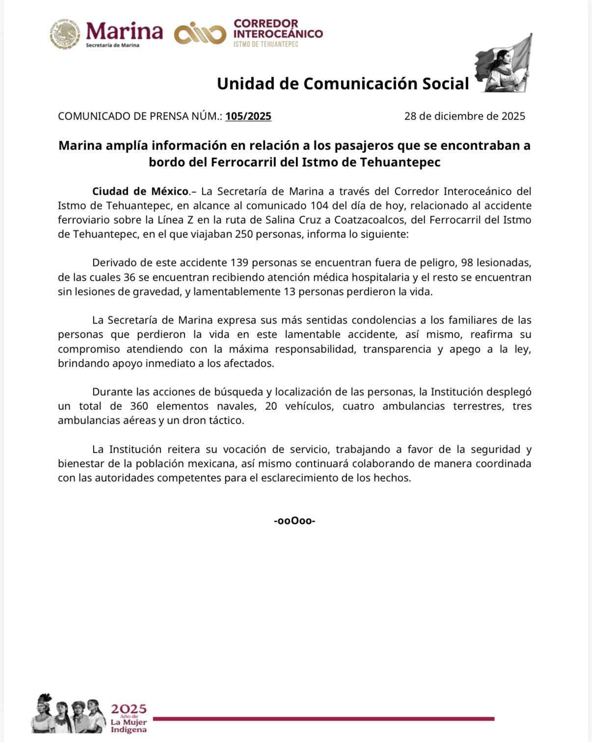 Descarrilamiento del Tren Interoceánico deja 13 muertos y casi 100 heridos