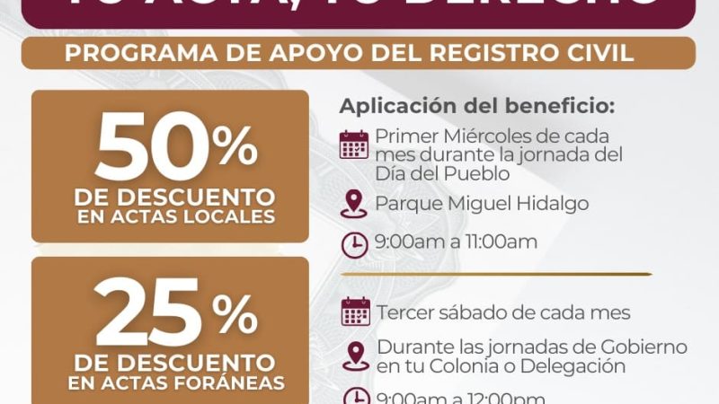 Gobierno de Tecate otorga descuentos en Actas de Nacimiento