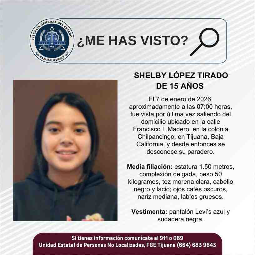 Pesquisa de Shelby López Tirado de 15 años de edad