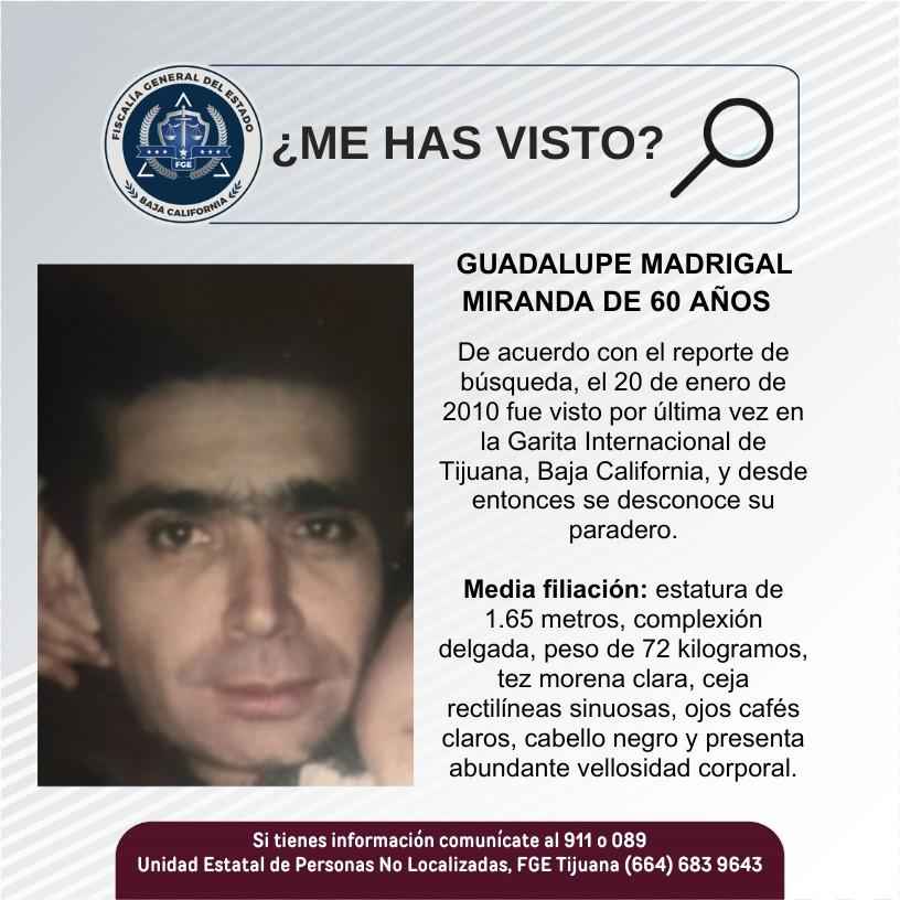 Pesquisa de Guadalupe Madrigal Miranda de 60 años de edad