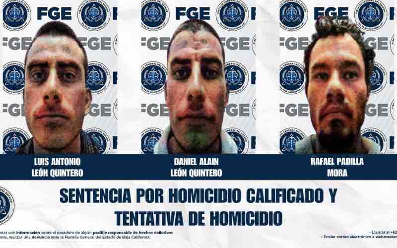 Sentenciados a 50 años de prisión por homicidio calificado en Tijuana