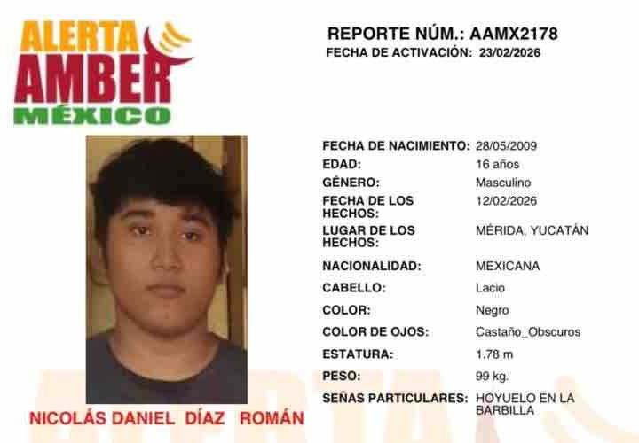 Se solicita la colaboración para localizar a Nicolás Daniel de 16 años de edad
