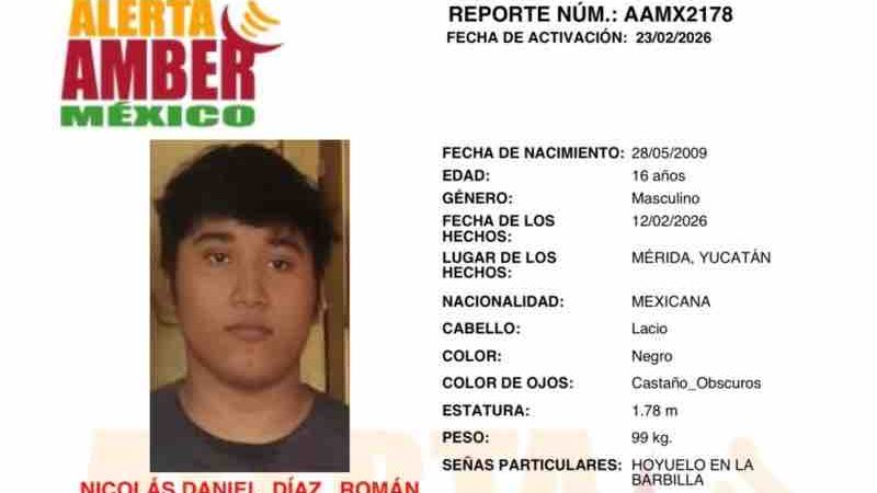 Se solicita la colaboración para localizar a Nicolás Daniel de 16 años de edad