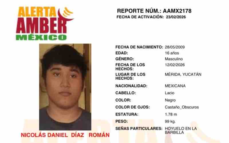 Se solicita la colaboración para localizar a Nicolás Daniel de 16 años de edad