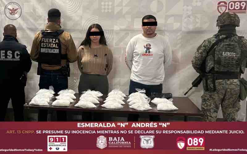 Asegura Fuerza Estatal más de 9 kilos de enervantes durante patrullaje en Tijuana; dos detenidos