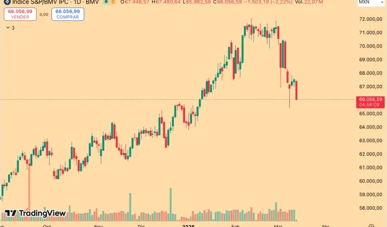 Bolsa mexicana retrocede más de 2%; acciones de Grupo México lideran las caídas