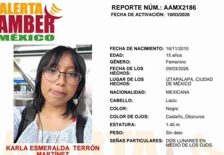 Se solicita la colaboración de la ciudadanía en localizar a Karla Esmeralda Terrón Martínez