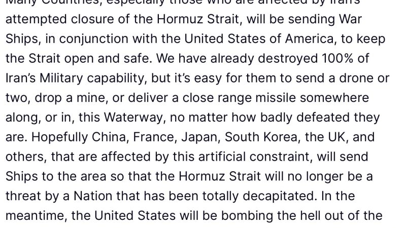 Estados Unidos busca cerrar filas en Ormuz con apoyo de otros países
