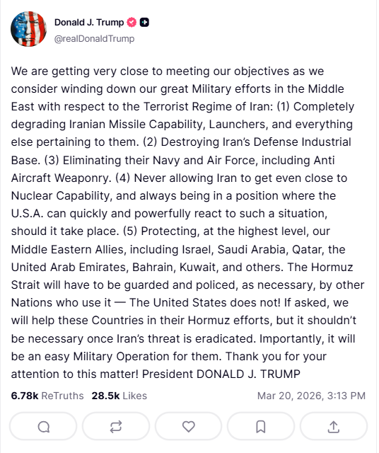 Trump prevé "reducir" las operaciones militares contra Irán, pero no un alto al fuego